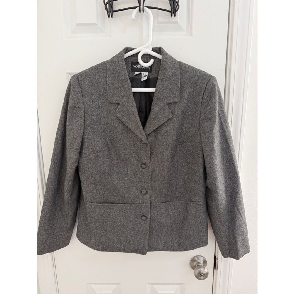 Sag Harbor Women's Gray Tailored Button-Front Blazer size 8